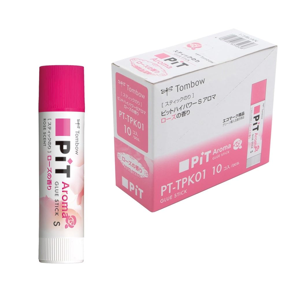 トンボ鉛筆 スティックのり (香り付き) PiTハイパワー アロマ ローズ (強力・スピード粘着) Sサイズ (10g) 10本 PT-TPK01-10P商品画像