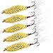 Sougayilang Fishing Spoons Hard Fishing Lures Treble Hooks Salmon Bass Metal Fishing Lure Baits 1/2 OZ
