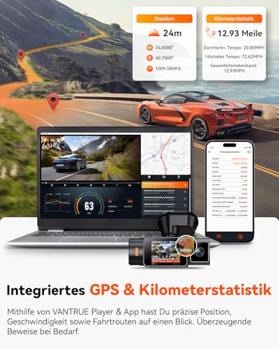 VANTRUE N2X 2.7K+1080P STARVIS 2 Car Camera, Front Interior, Dual HDR Night Vision Camera, Front 2.5K/60FPS, GPS, 5GHz WiFi, Voice & App Control, G-Sensor, Max 512GB