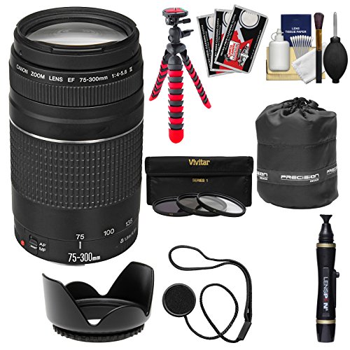 Canon ef 75-300mm f/4-5.6 iii zoom lens with flex tripo…