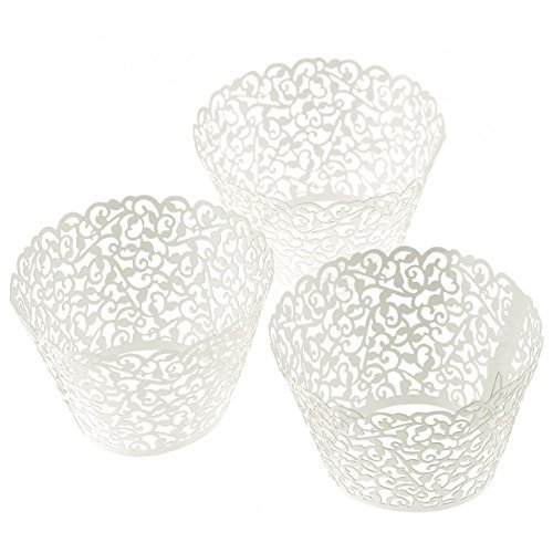 Tinksky Cupcake Wrapper Vine Filigree Lace Wraps Liner Wedding Valentine S Day Party Cake Decoration ( White ), Pack Of 120 Tinksky Cupcake Wrapper Vine Filigree Lace Wraps Liner Wedding Valentine S Day Party Cake Decoration ( White ), Pack Of 120