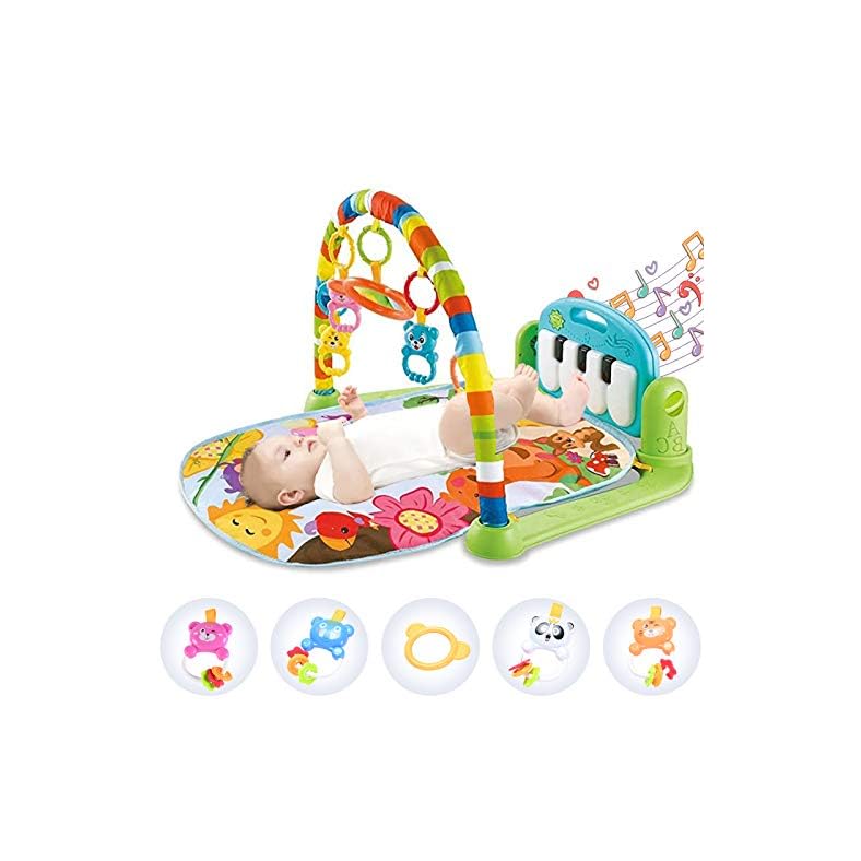 Hoopeum Baby Play Mat Toys for 0-3-6-12 Months,Activity Jungle Gym Playmat Tummy Time Mat with Piano,Newborn Infant Baby…