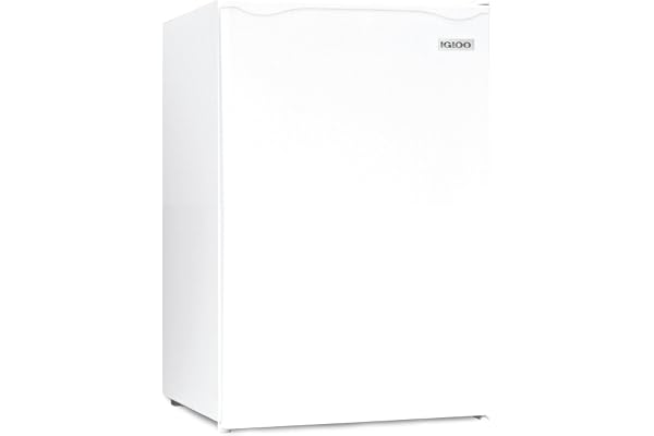 Igloo 2.6 Cu.Ft Mini Fridge with Freezer- Single Door Compact Refrigerator with Glass Shelves for Homes, Dorms & Offices- Keep Snacks, Drinks & Frozen Foods Cool with Temperature Control Fridge- White