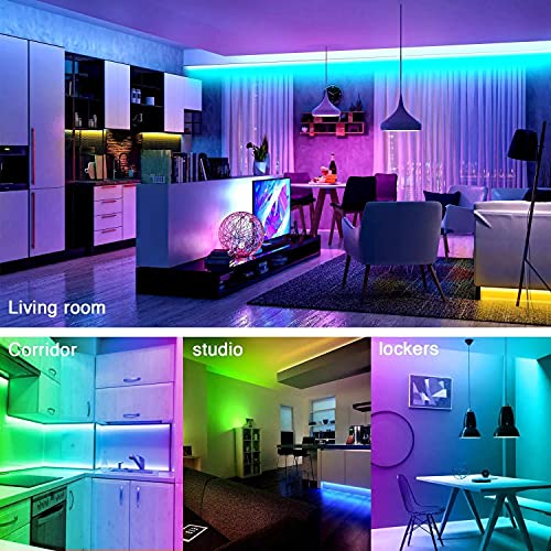 FARFU Led Strip Lights,16.4ft 5050 RGB Led Lights Strip Kit (Ultra Bright, 54 Pieces LED Light Source per Meter) with 44 Keys IR Remote, Led Lights for Bedroom, Christmas Decoration