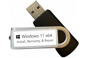 Windows 11 x64 Install Recovery and Repair USB Drive, Emergency Boot Disk for System Restore and Troubleshooting, Compatible 