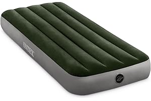 INTEX 64106E Dura-Beam Prestige Downy Air Mattress: Fiber-Tech - Jr Twin - 10in Bed Height - 300lb Weight Capacity - Pump Sol
