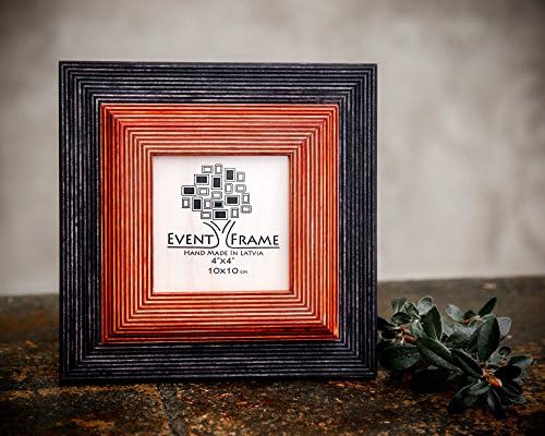 4x4" Square Wooden Rustic Picture Frame in Balck and Orange color