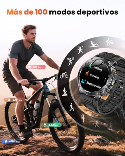 Karchilor Men's Smart Watch, 1000 mAh Battery/1.7 Inch Smartwatch with Bluetooth Calls, Heart Rate Monitor, Sleep Monitor, 100+ Sports Modes, Pedometer Bracelet Activity Android iOS (Black)