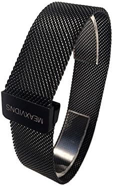 MeaxVidns Men's and Woman's Waterproof Anti Sweat Milanese General 20mm Watch Strap Made of Braided Fine Stainless Steel with Sanding Magnetic Buckle for Wristwatch and Smartwatch (black).