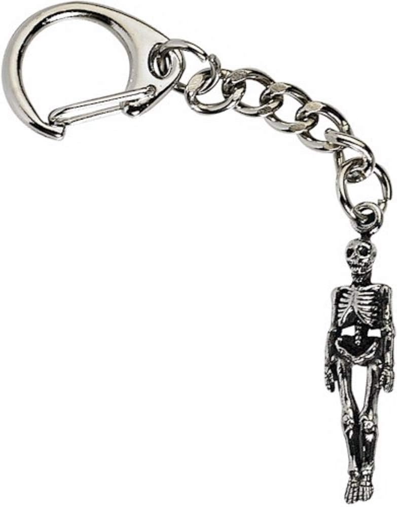 Skeleton Keyring Pewter Key Chain Ring Gift Bag Purse Charm Horror Halloween