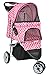 VIVO Pink 3 Wheel Pet Stroller for Cat, Dog and More, Foldable Carrier Strolling Cart, STROLR-V003N