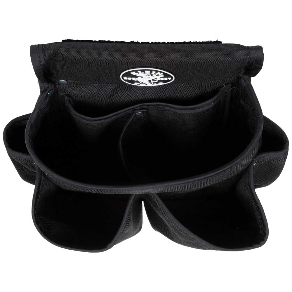 Klein Tools 5718 Tool Pouch, PowerLine Series Utility Pouch Fits Tool Belts to 2.5-Inch, Strong Rivet Reinforced Stitching, Wide 8-Pocket