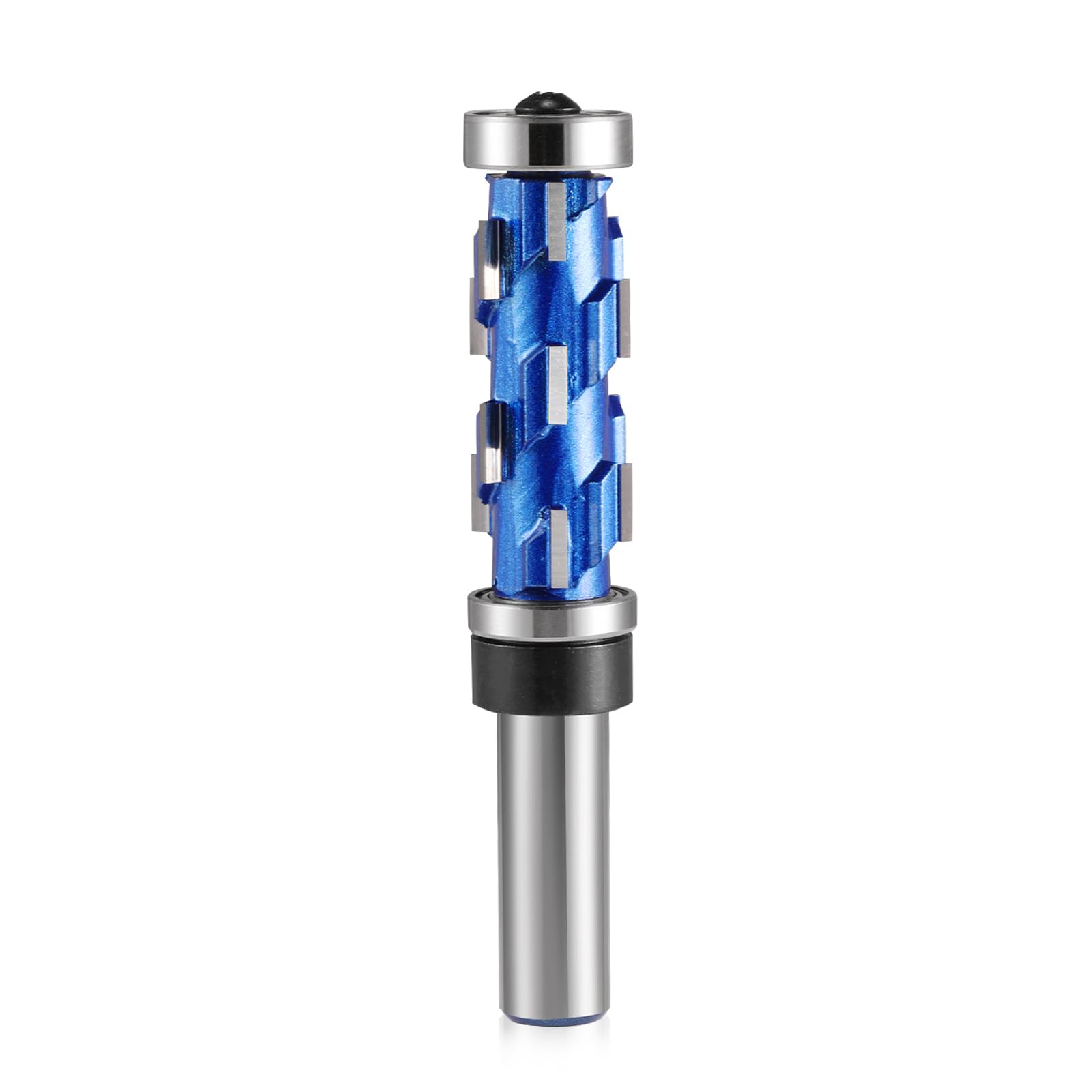 Flush Trim Router Bit 1/2 inch Shank, 3/4'' Cutting Dia Spiral Cutting Router Bit, Up Down Double Bearings Flush Trim Bit,1-3/4'' Cutting Length Template Pattern Router Bit for Woodwork Trimming