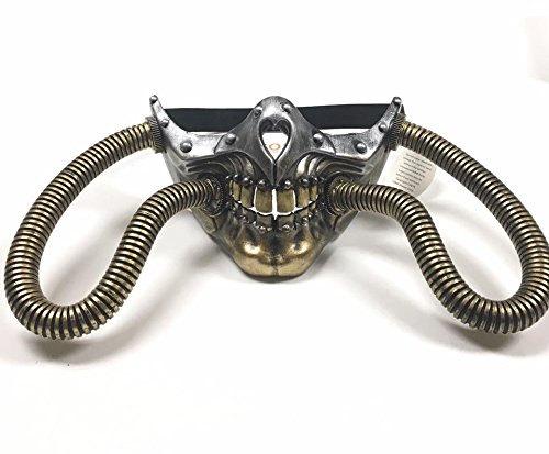 2017 Sickest Coolest Skull Steampunk Bottom Half Gold/Silver Unisex Masquerade Mask with Tube