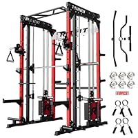 RitFit M1 & M1 Pro Smith Machine with Cable Crossover System, Multi-Function Squat Rack Power Cage for Home Gym, Power Rack and Packages