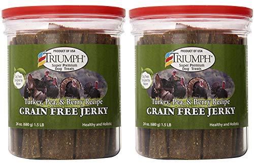 Triumph Dog Turkey, Pea, & Berry Grain Free Jerky, 24-Ounce [2-Pack]