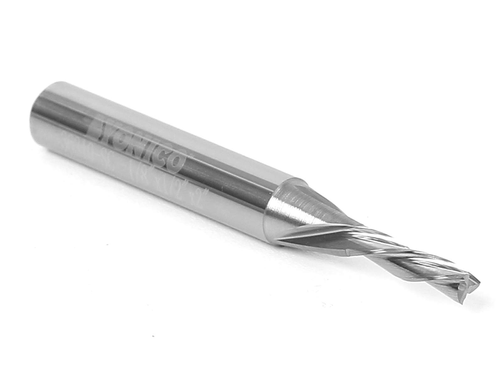Yonico 36310-SC - Low Helix Downcut Spiral End Mill CNC Router Bit, Diameter: 1/8", Cutting Height: 1/2", Flutes: 3-1/4" Shank