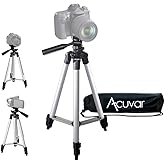 Lightweight 50 Inch Camera Tripod with 3-Way Pan & Tilt Head – Aluminum DSLR Tripod Stand with Quick Release Plate for Photography & Video