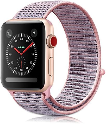 For Apple Watch Sport Loop Band 38MM, Lightweight Breathable Nylon Replacement Band for iwatch Nike+, Series 3/2/1, Sport, Edition, Pink Sand