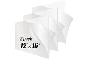 3 Pieces Acrylic Sheet/Plexiglass Panel 12" x 16" x 1/8" Thick Cast, Pinziren 3mm Clear Plexi Glass Plastic Board for Craft Projects, Wedding Blank, Cut to Sign, Table Number, Business Signage.12x16