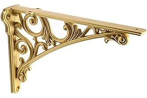 CABDM Decorative Shelf Bracket 6 inch, Gold Decorative Brackets for Shelving, Heavy Duty Vintage, DIY Projects, Hardware Included, 4 Pack, 5.9x4.17x1.73 inch,Baroque Style