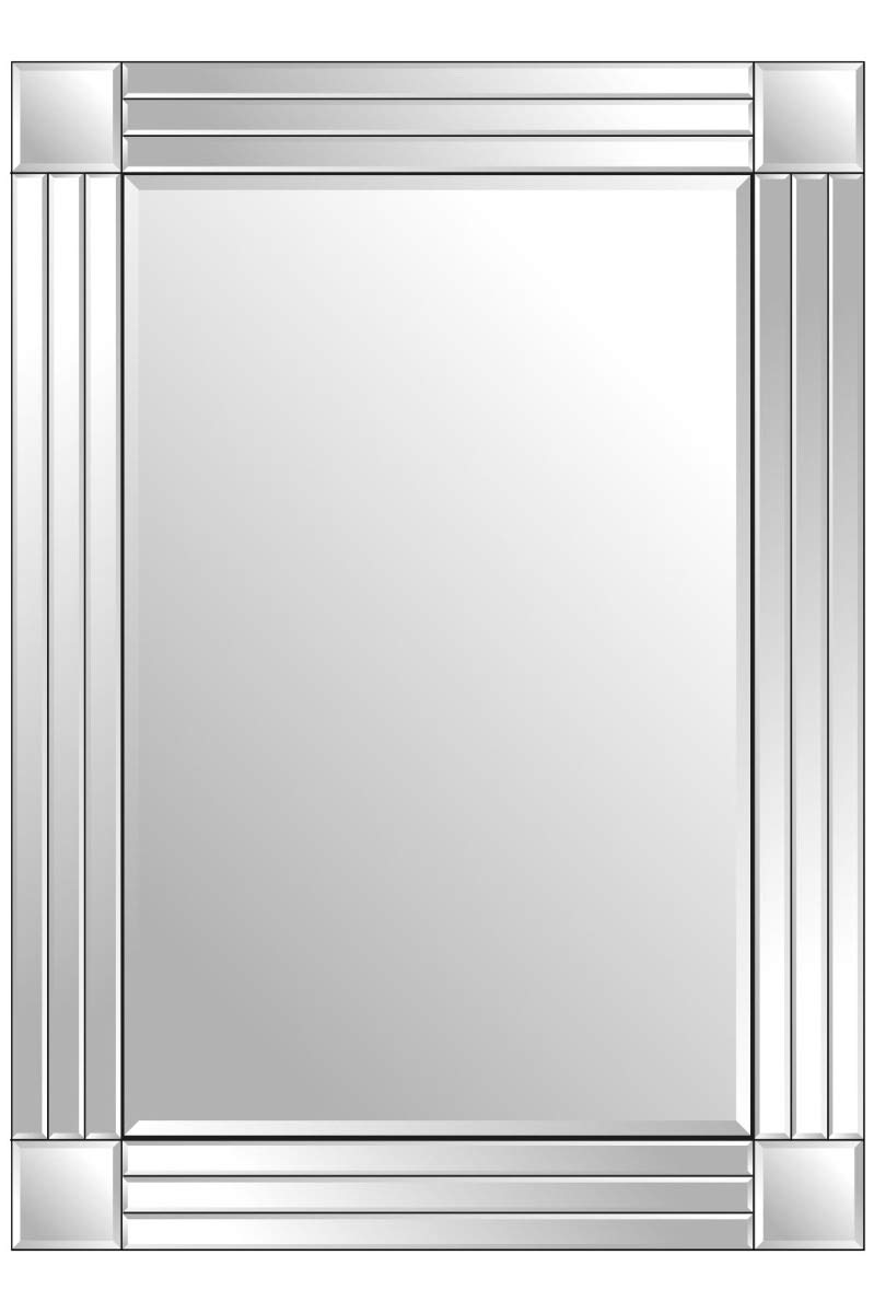 CottonAge Silver Triple Bevelled Venetian Modern Wall Mirror 3.28Ft X 2.29Ft (100cm X 70cm) Frameless Mirror for Bedroom, Living Room, or Hallway