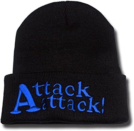JRICK Attack Attack! Band Logo Beanie Fashion Unisex Embroidery Beanies Skullies Knitted Hats Skull Caps - Black/Blue