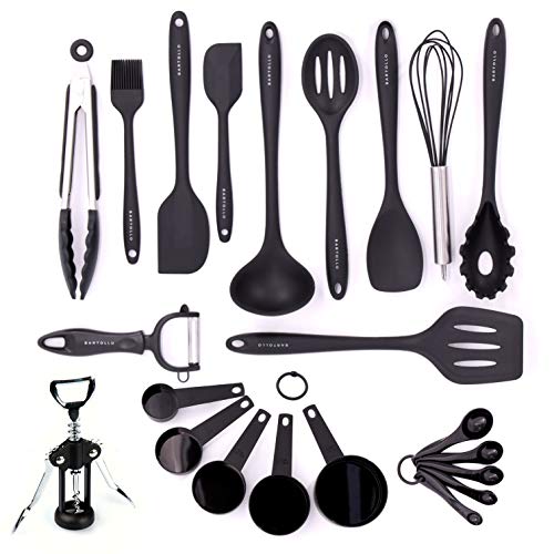 BARTOLLO Premium Silicone Kitchen Utensil Collection + Free Measuring Cups And Spoons