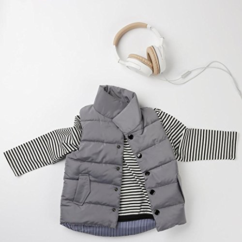 Baby Outerwear Vest Jacket ,Kintaz Baby Boy Girl Solid Color Single Breasted High Neck Padded Vests Warm Puff Waistcoat (Gray, Size:4T)