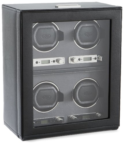 WOLF 456702 Viceroy Four Piece Watch Winder with Cover, Black