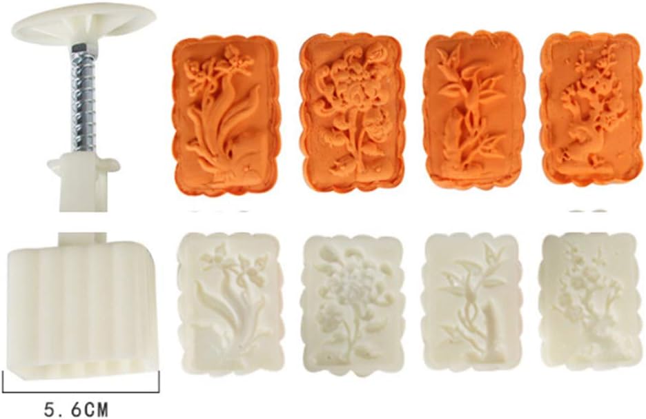 Luonita Mooncake Mold ， Mid-Autumn Festival Hand-Pressure Cookie Moon Cake Mould Moon Cake Maker Mode Pattern for 4 Sets