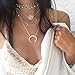 Victray Boho Layered Necklaces Moon Coin Beach Pendant Necklace Chains Fashion Jewelry for Women and Girls(Pack of 2)