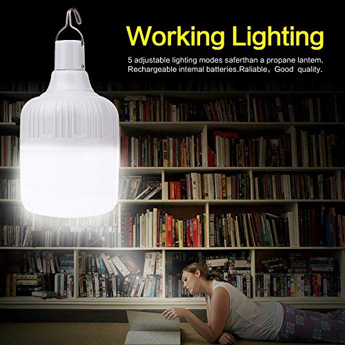 Camping Light LETOUR Dimmable LED Light Bulb 5 Lighting Modes USB Rechargeable Hanging Lights 4800 Lumen Portable Lantern Outdoor Light Bulb for Camping/Patio/Garden/BBQ