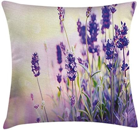 Hop Fashion Lavendel Überwurf, Traumhafte Spring Kissenbezug, Tag mit frischen Blüten aromatischen zarten Wild Blumen, Deko, quadratisch Accent Kissen Fall, Lavendel Flieder Grün
