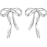 Shysnow Bow Earrings for Women 925 Sterling Silver Minimalist Dainty Ribbon Bows Knot Stud Earrings Christmas Accessories Jewelry Gifts for Her Family