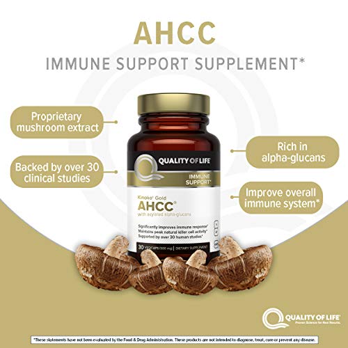Quality Of Life Kinoko AHCC Gold Immune Health, 500 Mg, 30 Count