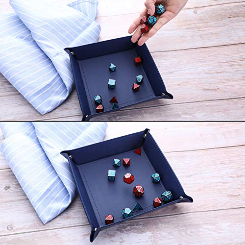 image for Jovitec 4 Pieces Dice Tray Dice Rolling Tray PU Leather Dice Holder Fo