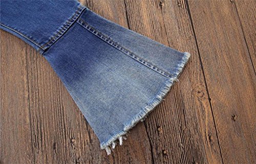 Rucan Girls Jeans, Kid Girls Vintage Denim Pants Splice Bell-Bottoms Trousers (18-24 Months) - Thumbnail 6