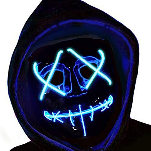 CHARMCZ Halloween LED Light Up Mask Scary Purge Mask Cosplay Costume Glow EL Wire Masks Christmas Festival Party