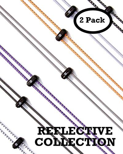 BoomLaces 2 Pack No Tie Shoelaces Lock Stretch Elastic Bungee Locking Shoe Lace for Kids Adults Athletes Running Athletic Sport Tennis Golf Hiking Triathlon Marathon Travel Sneakers Boots Board Shoes