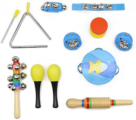 Motrent Kids Musical Instruments Set Percussion Rhythm Band Play Music Toys Set with Carrying Bag