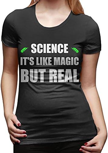 KznxkIIo Womens Tshirts-Classic Science Like Magic But Real Black L