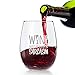 Wine Makes Me Fluent in Sarcasm Funny Stemless Wine Glass - 15 oz - Gift Ideas for Her, Women, Mom, Friends