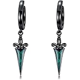 SIMONLY Black Sword/Cross Earrings 925 Sterling Silver Hoop Pendant Earrings Cross Jewelry Gift for Men Women Unisex