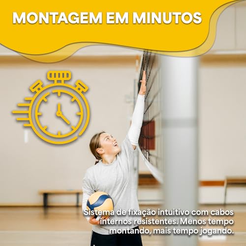 Rede De Vôlei 9,5m Para Quadra E Praia Tamanho Oficial Para Jogo Recreativo JustGoFit