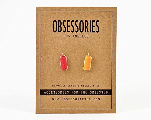 Handmade Ketchup & Mustard Stud Earrings
