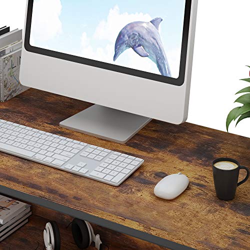 Ruitta 47" Writing Computer Desk, Home Office Desk with Bookshelf