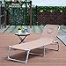 Goplus Adjustable Chaise Lounge Chair Recliner w/Sunbathing Tanning Face Down Hole for Beach Outdoor Pool Patio Deck (Apricot)