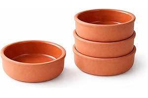 Mexican Clay Cookware Set of 4 (5.5 inch) – Terracotta Cazuelas Cocina Mexicana, Spanish Earthenware Pots for Baking, Yogurt,