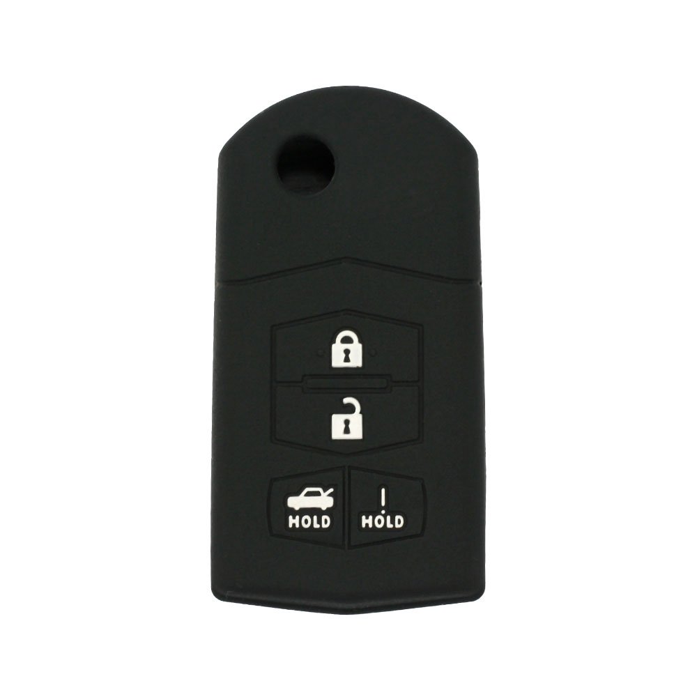 BROVACS Silicone Cover Protector Case Holder Skin Jacket Compatible with MAZDA 4 Button Flip Remote Key Fob CV2534 Black